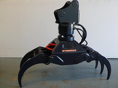 360 degree rotating hydraulic excavator grapple